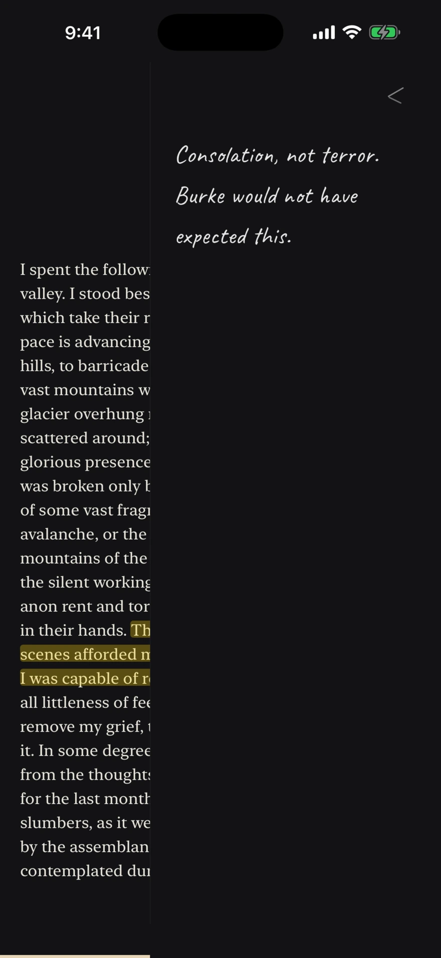 A handwritten margin note beside a highlighted passage in diple